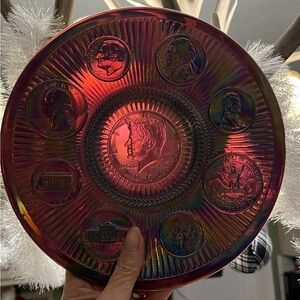 Carnival Glass Amethyst Kennedy Half Dollar Commemorative Plate
